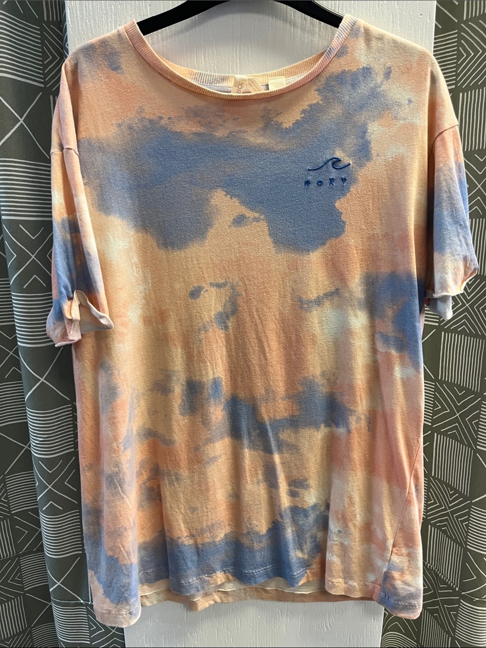 Roxy Pastel Tie-Dye Tee in Peach and Light Blue